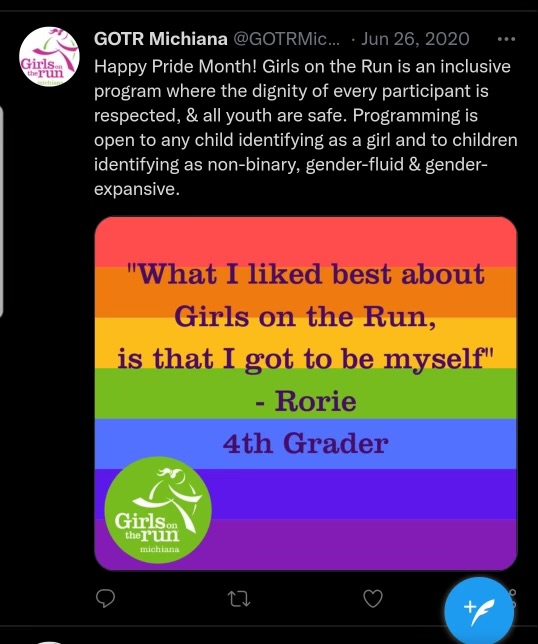 GOTR Michiana Twitter post promoting radical gender theory on children